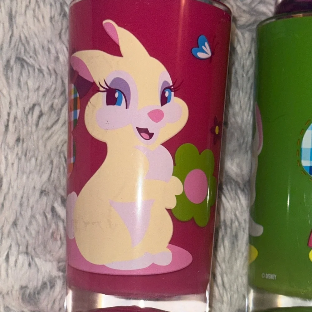 Disney Store Bambi‎ Set of 4 Cups Glasses Thumper Miss Bunny Flower